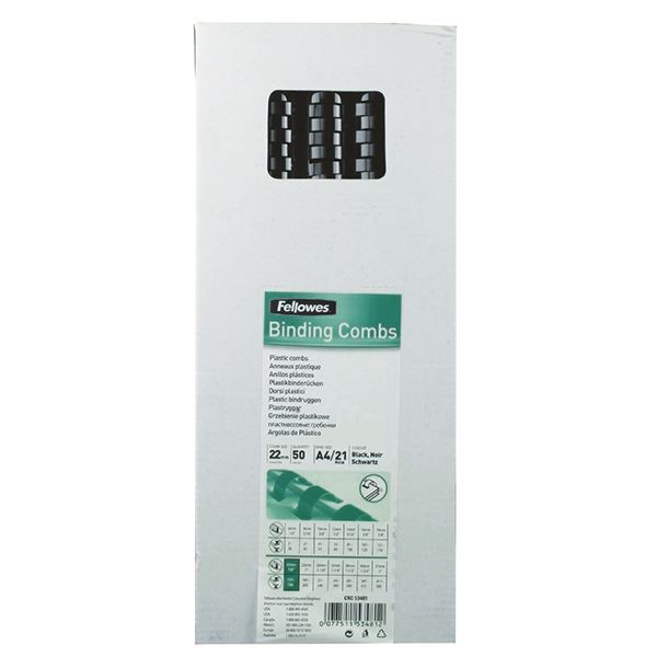 Fellowes 22mm Black Bind Comb Pk50 - BB53481