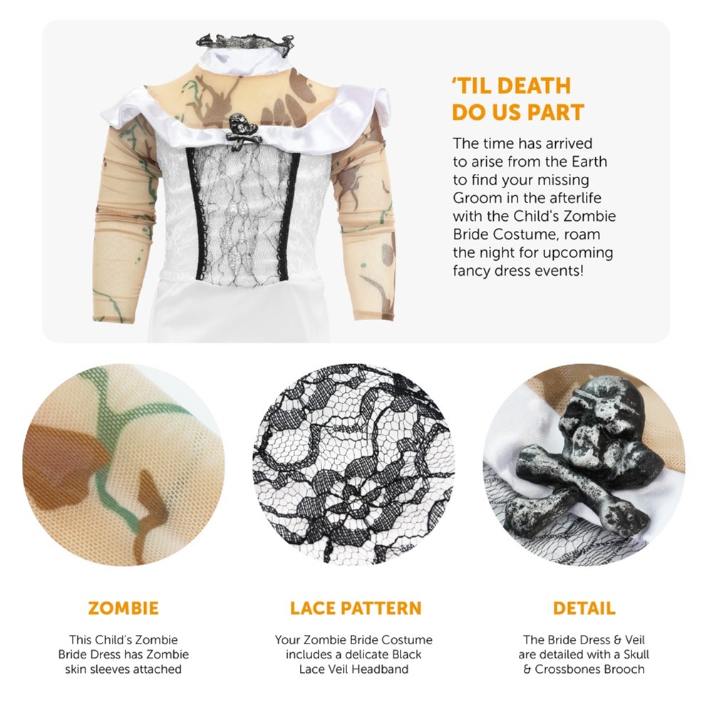 Girls Zombie Bride Costume