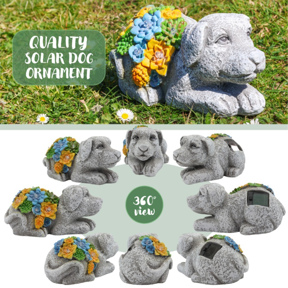 Solar Dog & Cat Statue Set (Dog: 10x14x20cm, Cat: 11.5x22x15cm)