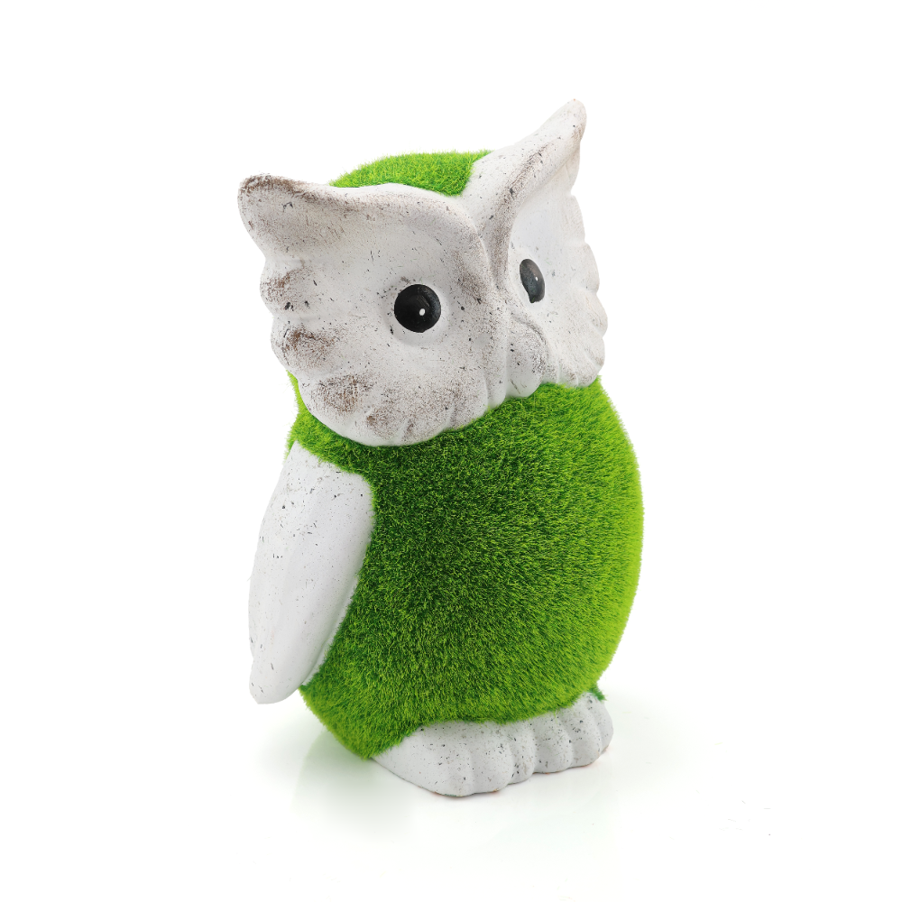Flocked Wise Owl Garden Ornament