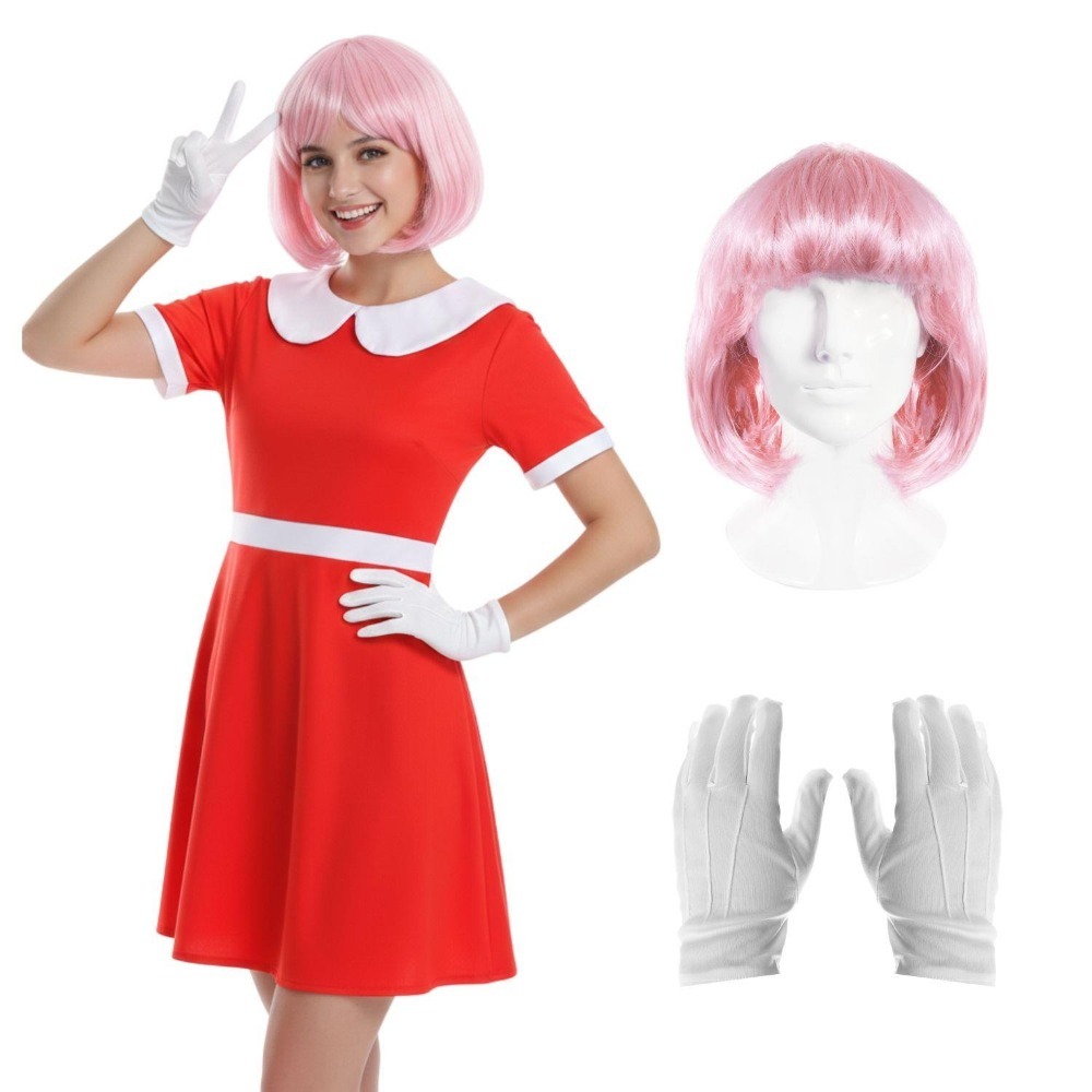 Click to view product details and reviews for Ladies Pink Hedgehog Costume 3 Pcs Dress Wig Gloves Large.