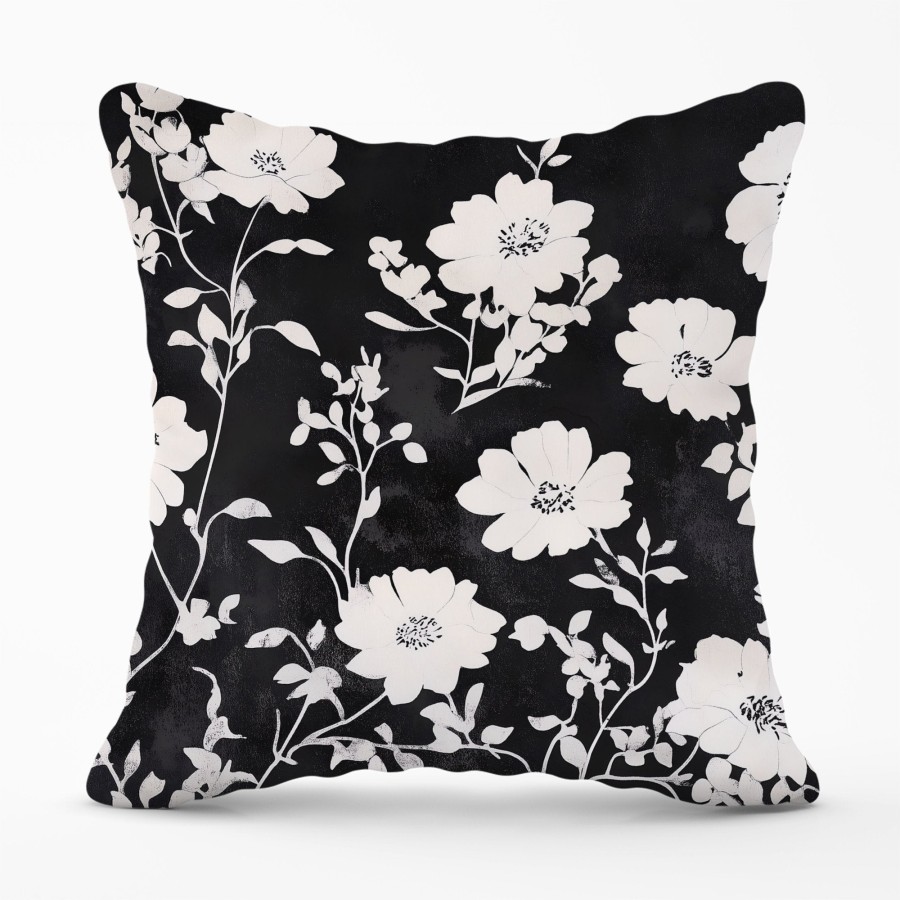 Click to view product details and reviews for Black And White Floral Silhouette Cushions 60cm X 60cm.