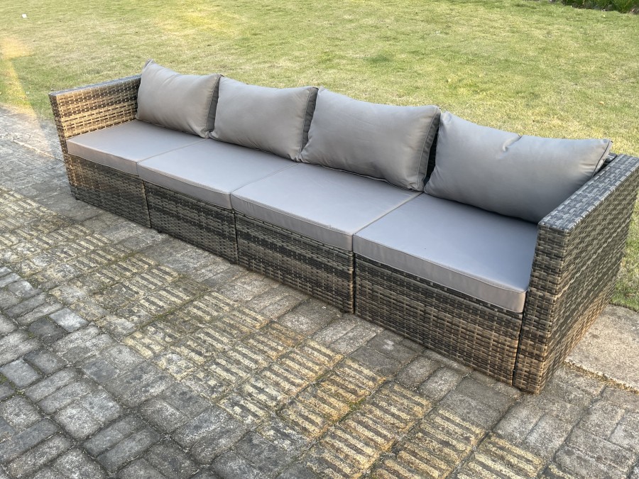 Fimous 4 PC Modular Rattan Garden Furniture Sofa Set Corner Sofa And Armless Sofa