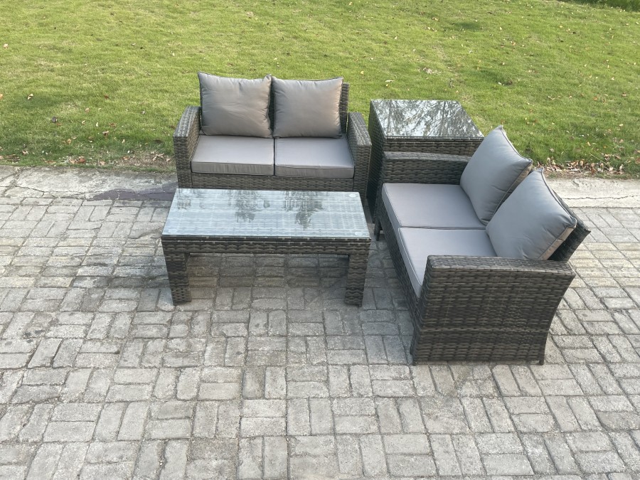 Click to view product details and reviews for Fimous 4 Pieces Garden Furniture Sets Poly Rattan Outdoor Patio Furniture Pe Wicker Furniture Set With Loveseat And Table For Garden Backyard Dark Gre.