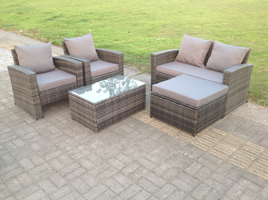 Click to view product details and reviews for Fimous 5 Seater Grey Mixed High Back Rattan Sofa Set Coffee Table Garden Furniture Outdoor. Click to view product details and reviews for Fimous 5 Seater Grey Mixed High Back Rattan Sofa Set Coffee Table Garden Furniture Outdoor.