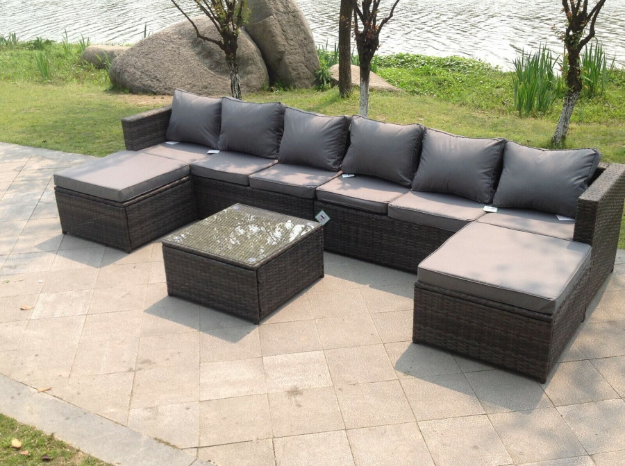 Click to view product details and reviews for Fimous 8 Seater Lounge Wicker Rattan Sofa Set Footstool Table Outdoor Garden Furniture.