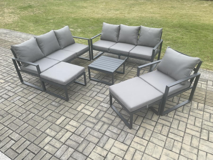 Click to view product details and reviews for Fimous Aluminium Outdoor Lounge Sofa Set Garden Furniture Sets With Square Coffee Table Chair 2 Big Footstools Dark Grey. Click to view product details and reviews for Fimous Aluminium Outdoor Lounge Sofa Set Garden Furniture Sets With Square Coffee Table Chair 2 Big Footstools Dark Grey.