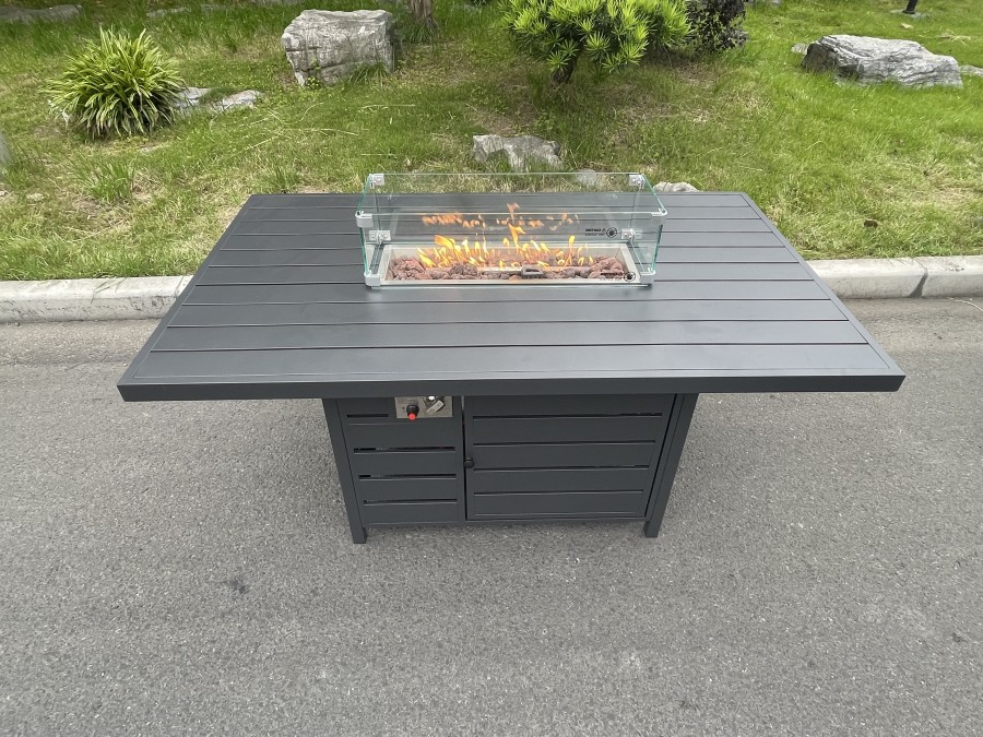 Click to view product details and reviews for Fimous Aluminum Fire Pit Dining Table Gas Heater Garden Furniture Accessory Patio Dark Grey Without Glass.