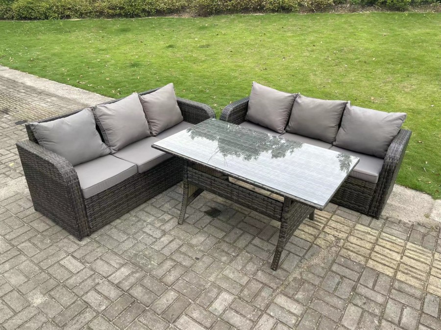 Click to view product details and reviews for Fimous Dark Grey Pe Wicker Rattan Garden Furniture Set Lounge Sofa 3 Seater Sofa Set Outdoor Rectangular Dining Table 6 Seater. Click to view product details and reviews for Fimous Dark Grey Pe Wicker Rattan Garden Furniture Set Lounge Sofa 3 Seater Sofa Set Outdoor Rectangular Dining Table 6 Seater.