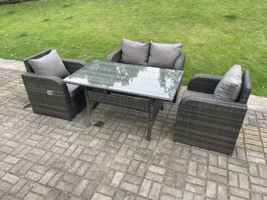 Click to view product details and reviews for Fimous Dark Grey Pe Wicker Rattan Garden Furniture Set Love Sofa Reclining Chair Outdoor Rectangular Dining Table 4 Seater. Click to view product details and reviews for Fimous Dark Grey Pe Wicker Rattan Garden Furniture Set Love Sofa Reclining Chair Outdoor Rectangular Dining Table 4 Seater.