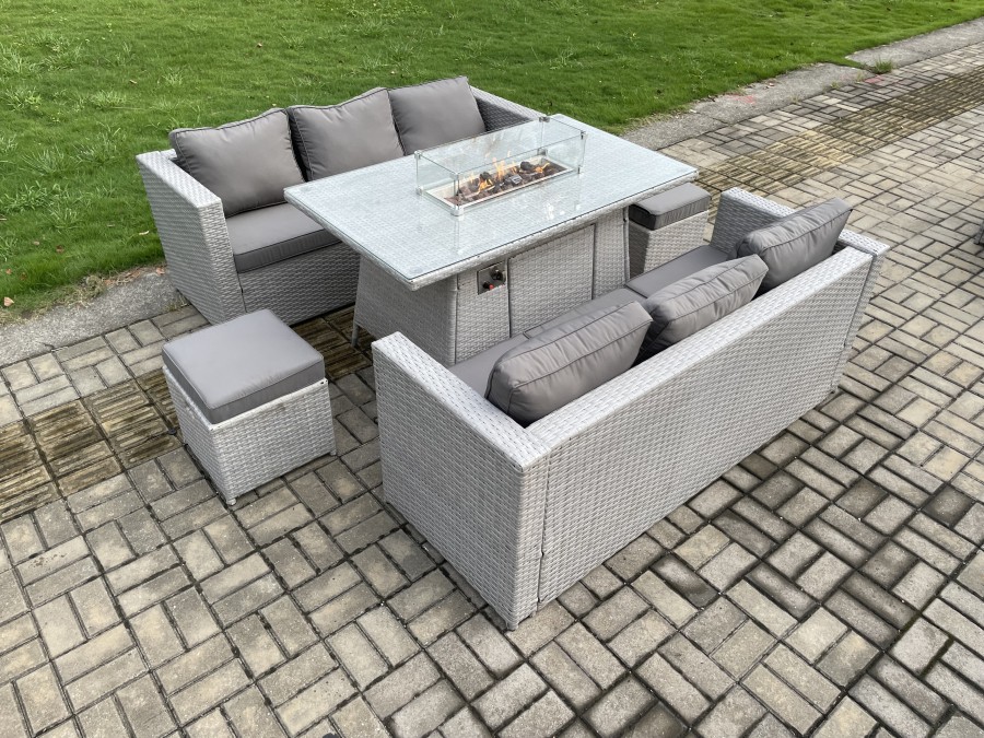 Click to view product details and reviews for Fimous Garden Dining Sets Outdoor Pe Rattan Furniture Gas Fire Pit Dining Table Gas Heater With 2 Small Footstool Light Grey. Click to view product details and reviews for Fimous Garden Dining Sets Outdoor Pe Rattan Furniture Gas Fire Pit Dining Table Gas Heater With 2 Small Footstool Light Grey.