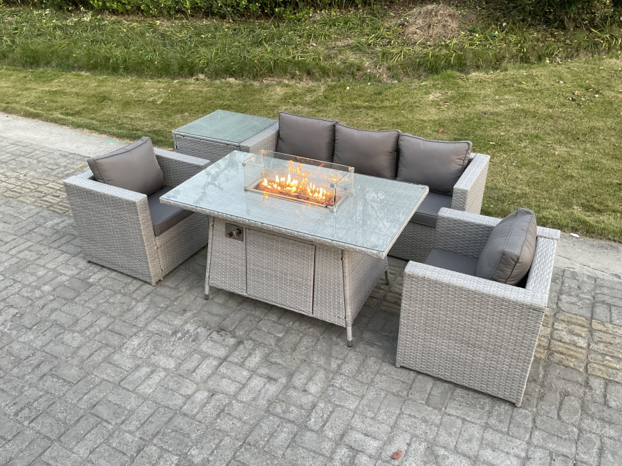 Click to view product details and reviews for Fimous Light Grey Corner Rattan Garden Furniture Set Gas Fire Pit Dining Set Heater Lounge Sofa Side Coffee Table Armchairs. Click to view product details and reviews for Fimous Light Grey Corner Rattan Garden Furniture Set Gas Fire Pit Dining Set Heater Lounge Sofa Side Coffee Table Armchairs.