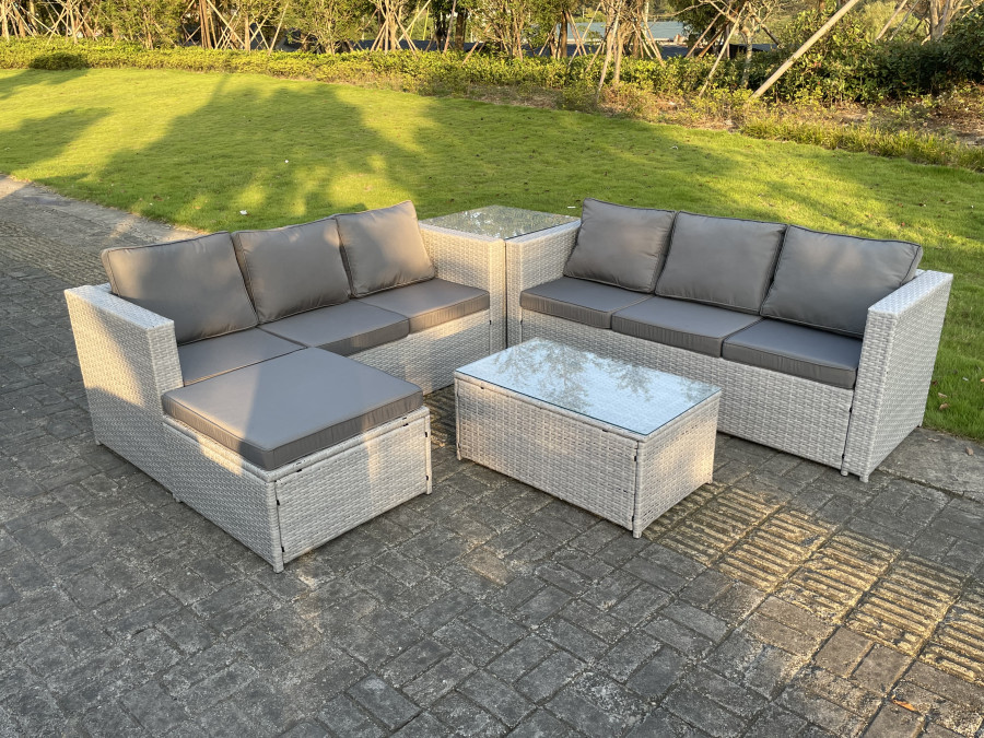 Click to view product details and reviews for Fimous Light Grey Outdoor Rattan Garden Furniture Set Lounge Sofa Set 2 Coffee Table Big Footstool. Click to view product details and reviews for Fimous Light Grey Outdoor Rattan Garden Furniture Set Lounge Sofa Set 2 Coffee Table Big Footstool.