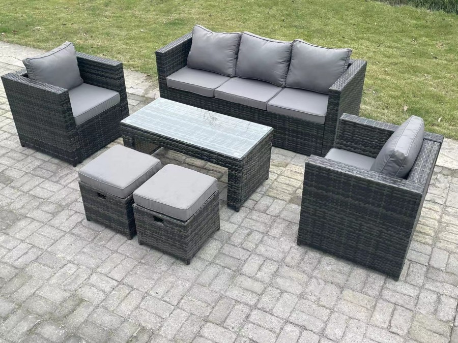Click to view product details and reviews for Fimous Lounge Rattan Sofa Set Outdoor Garden Furniture Oblong Rectangular Coffee Table With 2 Chairs 2 Stools. Click to view product details and reviews for Fimous Lounge Rattan Sofa Set Outdoor Garden Furniture Oblong Rectangular Coffee Table With 2 Chairs 2 Stools.