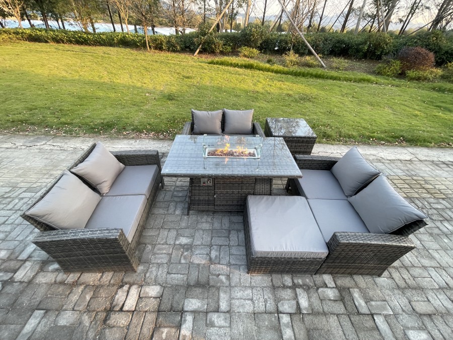 Click to view product details and reviews for Fimous Outdoor Garden Dining Sets 7 Seater Rattan Patio Furniture Sofa Set With Gas Firepit Table Double Seat Sofa Big Footstool Side Table Dark Grey. Click to view product details and reviews for Fimous Outdoor Garden Dining Sets 7 Seater Rattan Patio Furniture Sofa Set With Gas Firepit Table Double Seat Sofa Big Footstool Side Table Dark Grey.