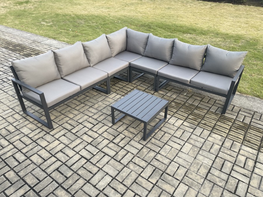 Click to view product details and reviews for Fimous Outdoor Garden Furniture Patio Lounge Corner Sofa Aluminium Set With Square Coffee Table Dark Grey. Click to view product details and reviews for Fimous Outdoor Garden Furniture Patio Lounge Corner Sofa Aluminium Set With Square Coffee Table Dark Grey.