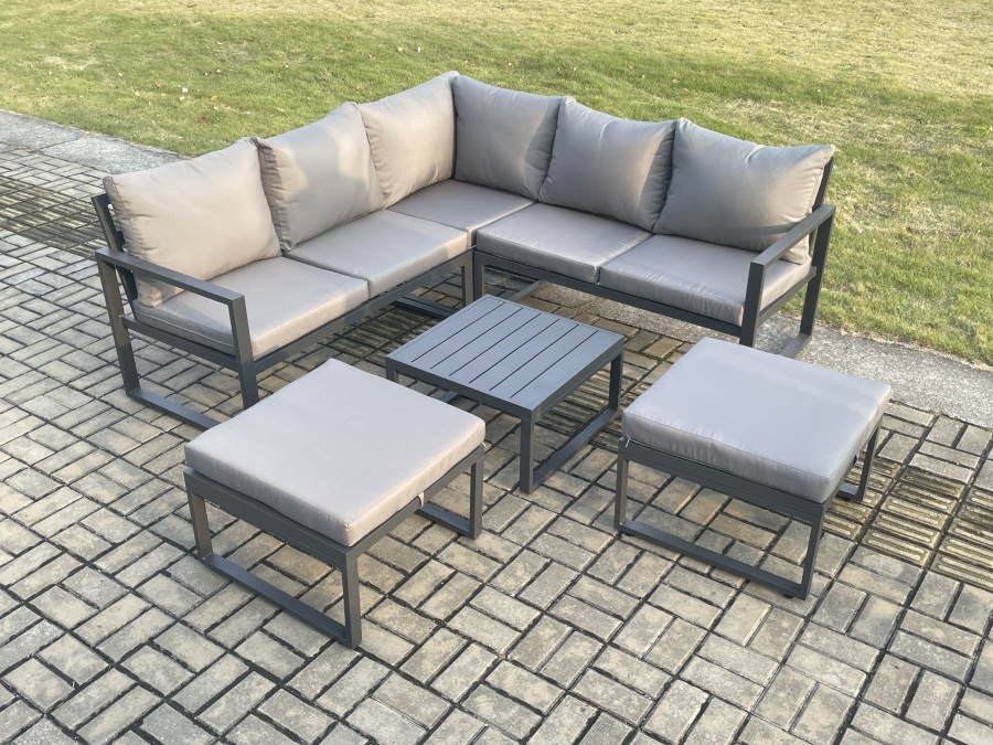 Click to view product details and reviews for Fimous Outdoor Garden Furniture Set Aluminium Lounge Sofa Square Coffee Table Sets With 2 Big Footstool Indoor Conservatory Set Dark Grey. Click to view product details and reviews for Fimous Outdoor Garden Furniture Set Aluminium Lounge Sofa Square Coffee Table Sets With 2 Big Footstool Indoor Conservatory Set Dark Grey.