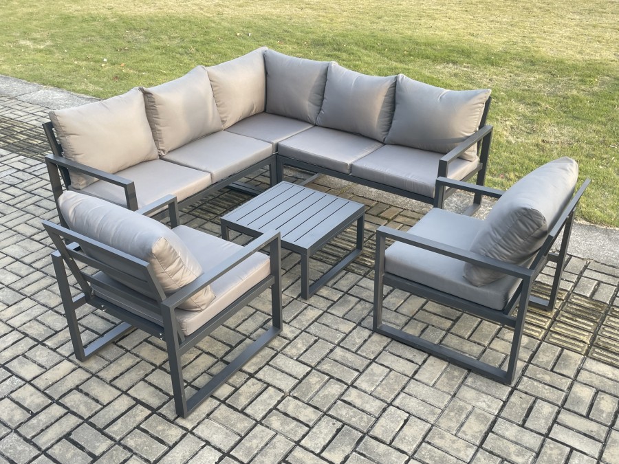 Click to view product details and reviews for Fimous Outdoor Garden Furniture Set Aluminium Lounge Sofa Square Coffee Table Sets With 2 Pcs Chair Indoor Conservatory Set Dark Grey. Click to view product details and reviews for Fimous Outdoor Garden Furniture Set Aluminium Lounge Sofa Square Coffee Table Sets With 2 Pcs Chair Indoor Conservatory Set Dark Grey.