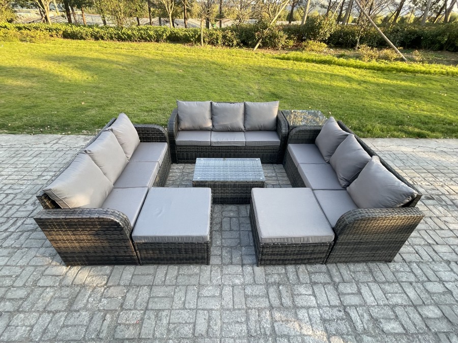 Click to view product details and reviews for Fimous Outdoor Garden Furniture Sets 11 Seater Wicker Rattan Furniture Sofa Sets With Rectangular Coffee Table 3 Seater Sofa Side Table 2 Big Footstoo.