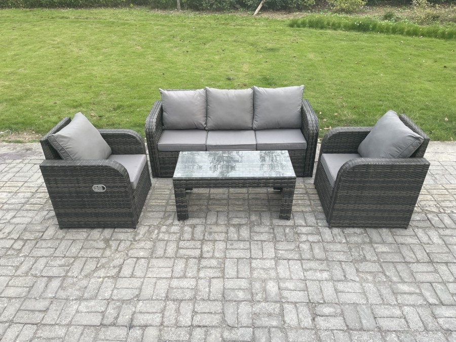 Click to view product details and reviews for Fimous Outdoor Garden Furniture Sets 5 Seater Wicker Rattan Furniture Sofa Sets With Rectangular Coffee Table Reclining Chair 3 Seater Sofa.