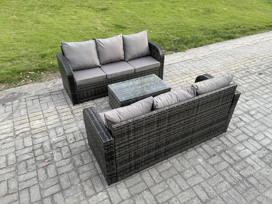 Click to view product details and reviews for Fimous Outdoor Garden Furniture Sets 6 Seater Wicker Rattan Furniture Sofa Sets With Rectangular Coffee Table 3 Seater Sofa.