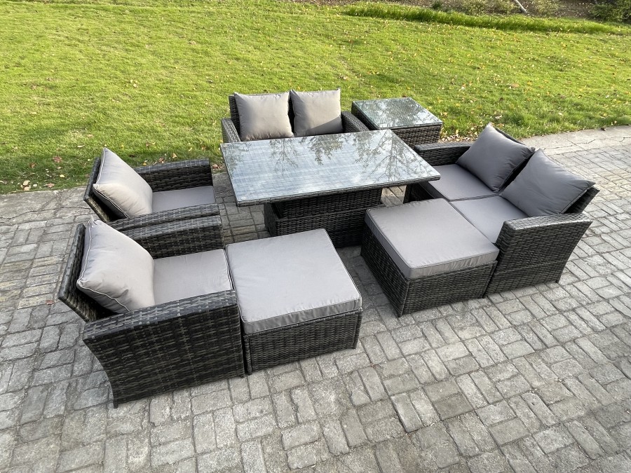 Click to view product details and reviews for Fimous Outdoor Garden Furniture Sets 8 Pieces Wicker Rattan Furniture Sofa Dining Table Set With 2 Big Footstool Side Table Dark Grey Mixed. Click to view product details and reviews for Fimous Outdoor Garden Furniture Sets 8 Pieces Wicker Rattan Furniture Sofa Dining Table Set With 2 Big Footstool Side Table Dark Grey Mixed.