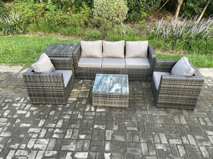 Click to view product details and reviews for Fimous Outdoor Lounge Sofa Set Wicker Pe Rattan Garden Furniture Set With 2 Armchairs Side Table Square Coffee Table Dark Grey Mixed. Click to view product details and reviews for Fimous Outdoor Lounge Sofa Set Wicker Pe Rattan Garden Furniture Set With 2 Armchairs Side Table Square Coffee Table Dark Grey Mixed.