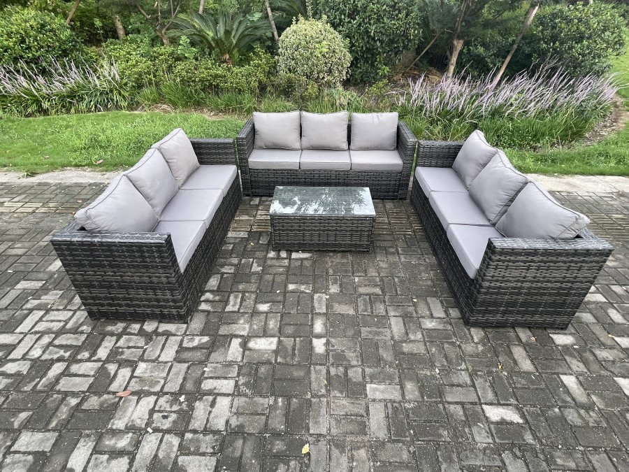Click to view product details and reviews for Fimous Outdoor Lounge Sofa Set Wicker Pe Rattan Garden Furniture Set With Oblong Coffee Table Dark Grey Mixed. Click to view product details and reviews for Fimous Outdoor Lounge Sofa Set Wicker Pe Rattan Garden Furniture Set With Oblong Coffee Table Dark Grey Mixed.