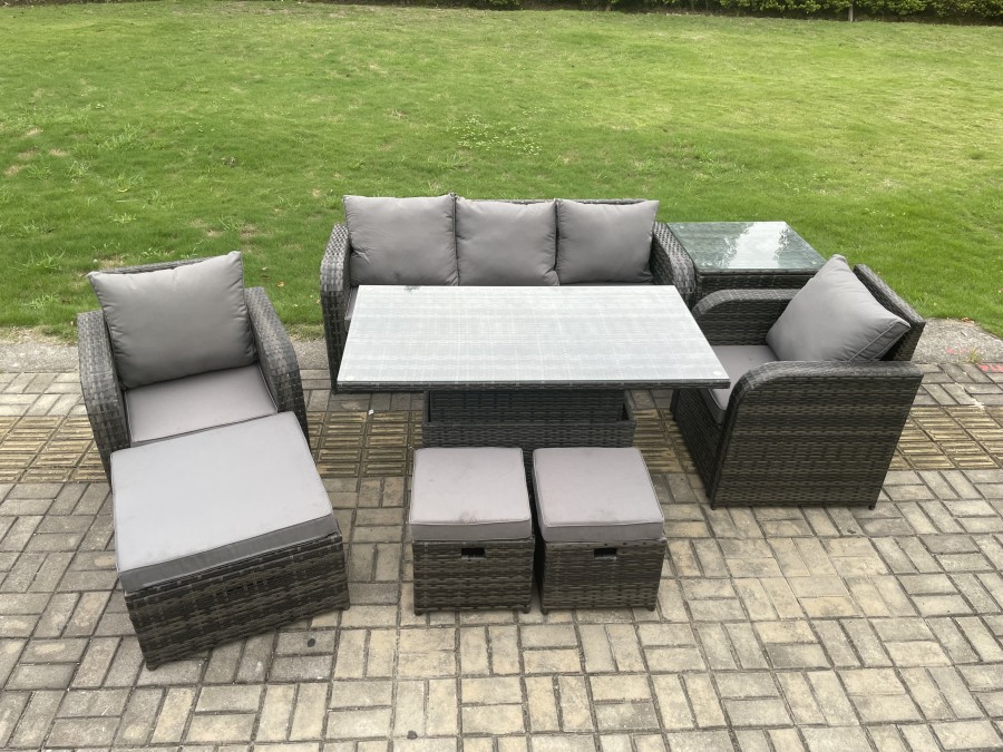 Click to view product details and reviews for Fimous Outdoor Rattan Furniture Sofa Garden Dining Sets Height Adjustable Rising Lifting Table And Chair Set With Side Table 3 Footstools. Click to view product details and reviews for Fimous Outdoor Rattan Furniture Sofa Garden Dining Sets Height Adjustable Rising Lifting Table And Chair Set With Side Table 3 Footstools.