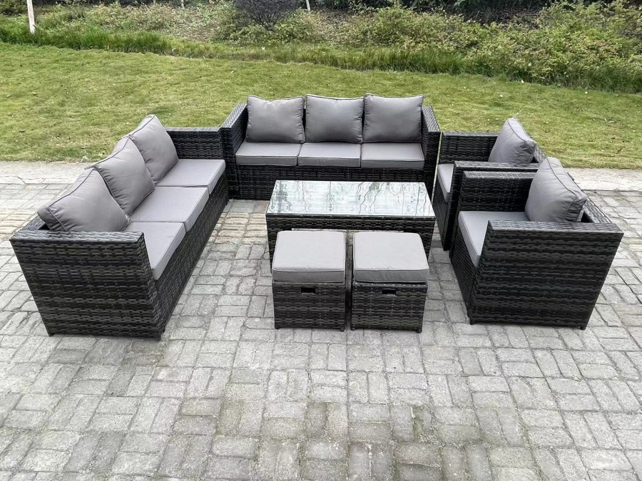 Click to view product details and reviews for Fimous Outdoor Rattan Garden Furniture Lounge Sofa Set With Oblong Rectagular Coffee Table 2 Pc Arm Chair 2 Stools. Click to view product details and reviews for Fimous Outdoor Rattan Garden Furniture Lounge Sofa Set With Oblong Rectagular Coffee Table 2 Pc Arm Chair 2 Stools.