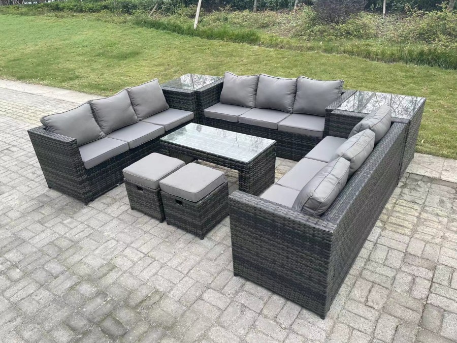 Click to view product details and reviews for Fimous Outdoor Rattan Garden Furniture Lounge Sofa Set With Oblong Rectagular Coffee Table 2 Stools And 2 Side Table. Click to view product details and reviews for Fimous Outdoor Rattan Garden Furniture Lounge Sofa Set With Oblong Rectagular Coffee Table 2 Stools And 2 Side Table.