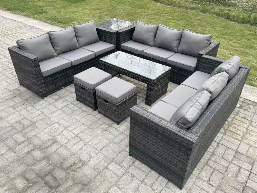 Click to view product details and reviews for Fimous Outdoor Rattan Garden Furniture Lounge Sofa Set With Oblong Rectagular Coffee Table 2 Stools And Side Table. Click to view product details and reviews for Fimous Outdoor Rattan Garden Furniture Lounge Sofa Set With Oblong Rectagular Coffee Table 2 Stools And Side Table.