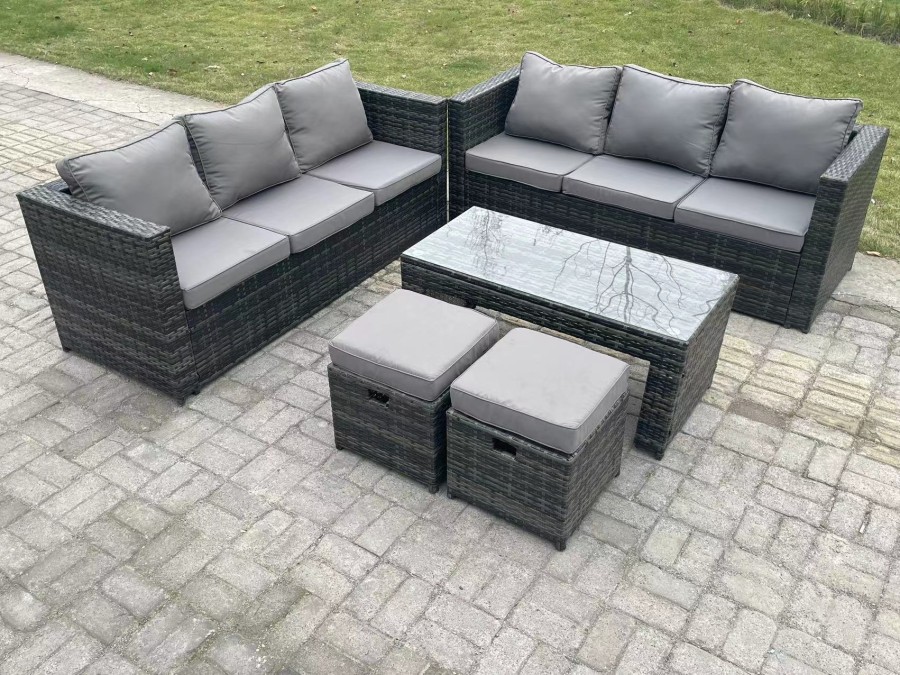 Click to view product details and reviews for Fimous Outdoor Rattan Garden Furniture Lounge Sofa Set With Oblong Rectagular Coffee Table 2 Stools. Click to view product details and reviews for Fimous Outdoor Rattan Garden Furniture Lounge Sofa Set With Oblong Rectagular Coffee Table 2 Stools.