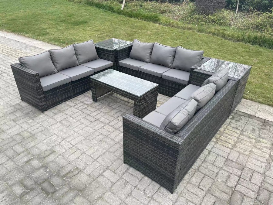 Click to view product details and reviews for Fimous Outdoor Rattan Garden Furniture Lounge Sofa Set With Oblong Rectagular Coffee Table And 2 Side Table. Click to view product details and reviews for Fimous Outdoor Rattan Garden Furniture Lounge Sofa Set With Oblong Rectagular Coffee Table And 2 Side Table.