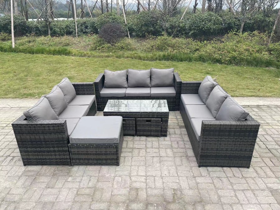 Click to view product details and reviews for Fimous Outdoor Rattan Garden Furniture Lounge Sofa Set With Oblong Rectagular Coffee Table Big Footstool And 2 Small Stools. Click to view product details and reviews for Fimous Outdoor Rattan Garden Furniture Lounge Sofa Set With Oblong Rectagular Coffee Table Big Footstool And 2 Small Stools.