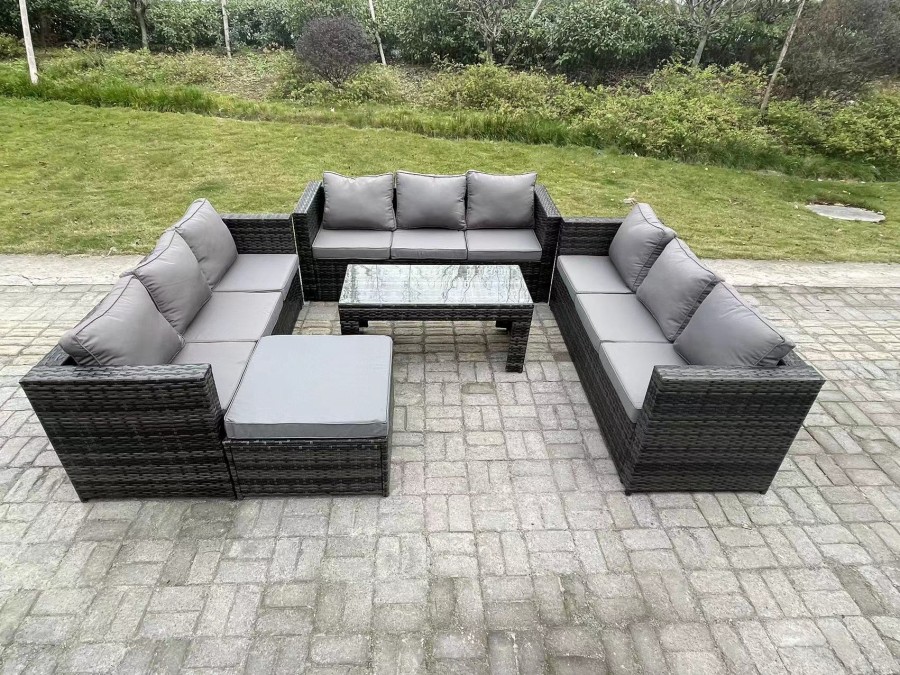 Click to view product details and reviews for Fimous Outdoor Rattan Garden Furniture Lounge Sofa Set With Oblong Rectagular Coffee Table Big Footstool. Click to view product details and reviews for Fimous Outdoor Rattan Garden Furniture Lounge Sofa Set With Oblong Rectagular Coffee Table Big Footstool.