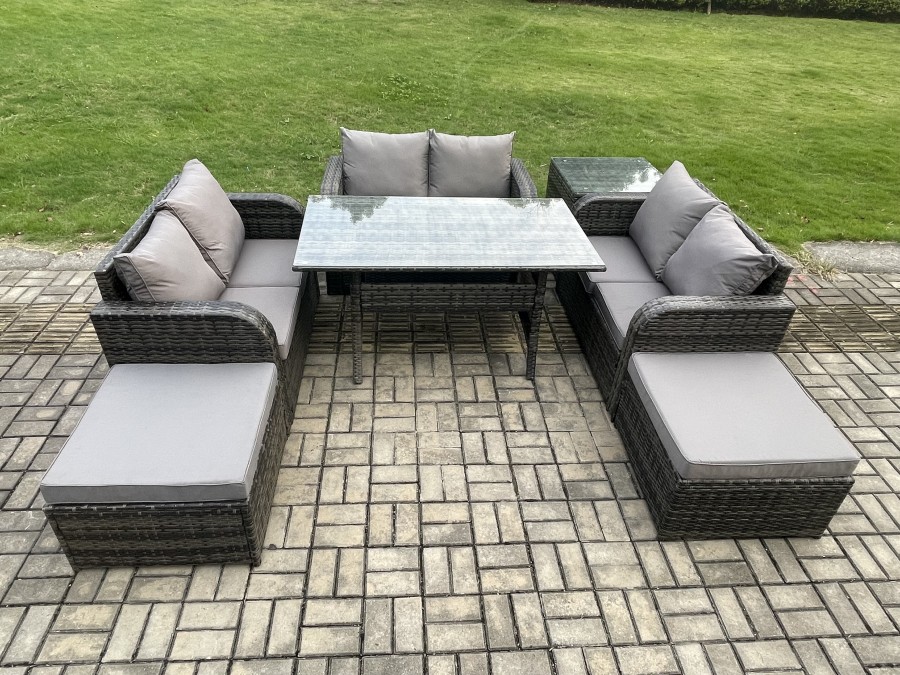 Click to view product details and reviews for Fimous Outdoor Rattan Garden Furniture Lounge Sofa Set With Oblong Rectangular Dining Table 2 Big Footstool Side Table. Click to view product details and reviews for Fimous Outdoor Rattan Garden Furniture Lounge Sofa Set With Oblong Rectangular Dining Table 2 Big Footstool Side Table.