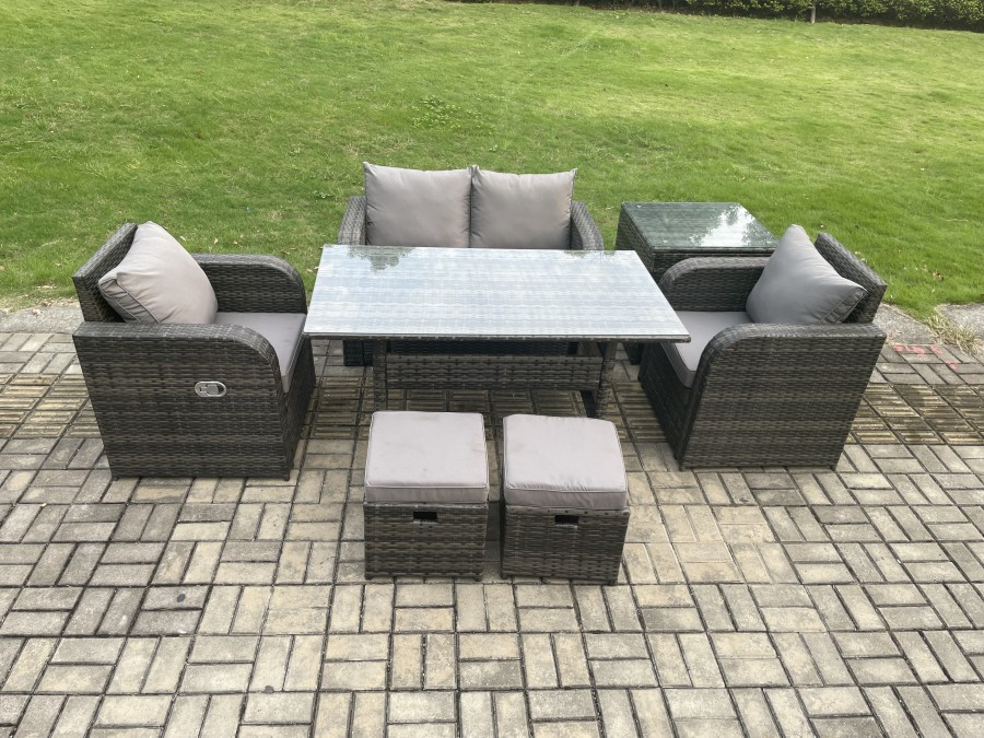 Click to view product details and reviews for Fimous Outdoor Rattan Garden Furniture Lounge Sofa Set With Oblong Rectangular Dining Table 2 Pc Reclining Chair Side Table 2 Small Footstool. Click to view product details and reviews for Fimous Outdoor Rattan Garden Furniture Lounge Sofa Set With Oblong Rectangular Dining Table 2 Pc Reclining Chair Side Table 2 Small Footstool.