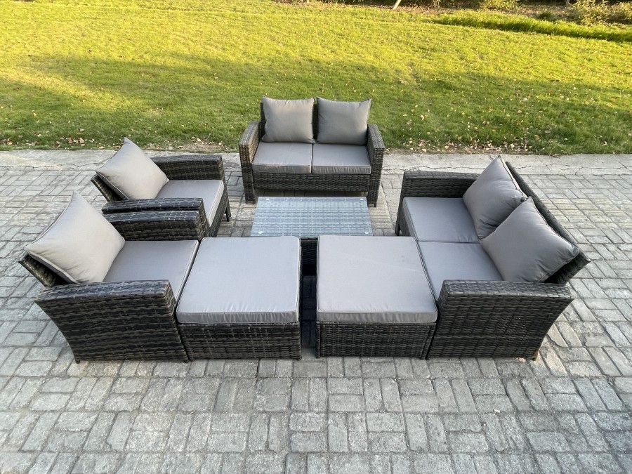 Click to view product details and reviews for Fimous Outdoor Rattan Garden Furniture Set 8 Seater Patio Lounge Sofa Set With Coffee Table 2 Big Footstool Dark Grey Mixed. Click to view product details and reviews for Fimous Outdoor Rattan Garden Furniture Set 8 Seater Patio Lounge Sofa Set With Coffee Table 2 Big Footstool Dark Grey Mixed.