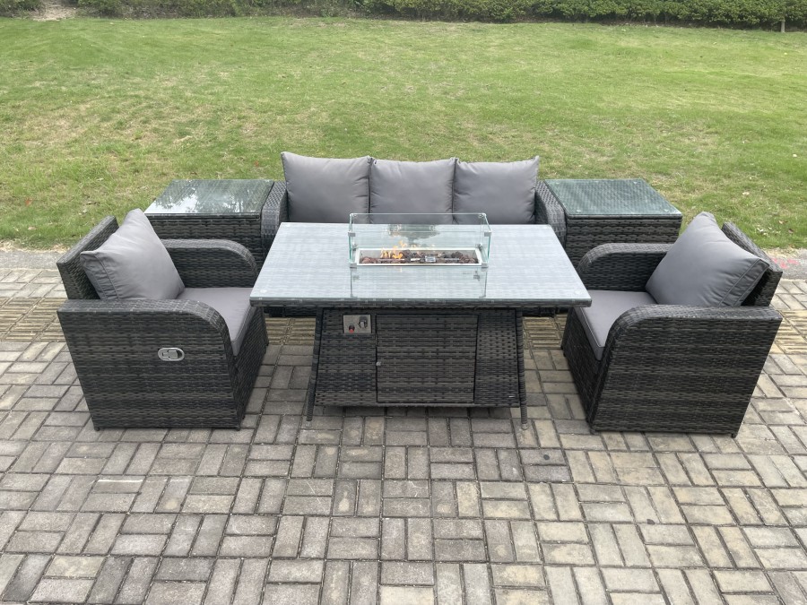 Click to view product details and reviews for Fimous Outdoor Rattan Garden Furniture Set Propane Gas Fire Pit Table Burner With Lounge Sofa 2 Side Tables. Click to view product details and reviews for Fimous Outdoor Rattan Garden Furniture Set Propane Gas Fire Pit Table Burner With Lounge Sofa 2 Side Tables.