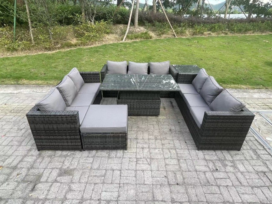 Click to view product details and reviews for Fimous Outdoor Rattan Garden Furniture Sofa Set Patio Adjustable Rising Lifting Dining Table Set With Side Table Big Footstool 10 Seater Dark Grey Mix. Click to view product details and reviews for Fimous Outdoor Rattan Garden Furniture Sofa Set Patio Adjustable Rising Lifting Dining Table Set With Side Table Big Footstool 10 Seater Dark Grey Mix.