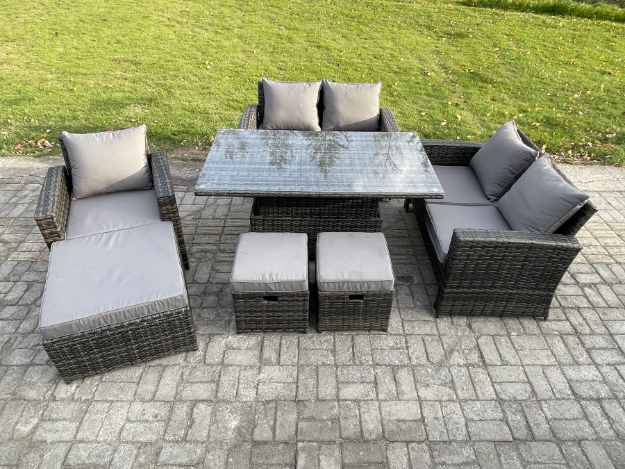 Click to view product details and reviews for Fimous Outdoor Rattan Patio Furniture Set Garden Lounge Sofa Set With Rising Lifting Table 3 Footstools Dark Grey Mixed. Click to view product details and reviews for Fimous Outdoor Rattan Patio Furniture Set Garden Lounge Sofa Set With Rising Lifting Table 3 Footstools Dark Grey Mixed.