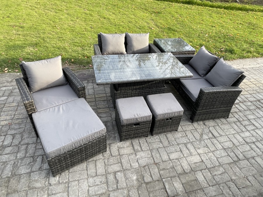 Click to view product details and reviews for Fimous Outdoor Rattan Patio Furniture Set Garden Lounge Sofa Set With Rising Lifting Table Side Table 3 Footstools Dark Grey Mixed. Click to view product details and reviews for Fimous Outdoor Rattan Patio Furniture Set Garden Lounge Sofa Set With Rising Lifting Table Side Table 3 Footstools Dark Grey Mixed.