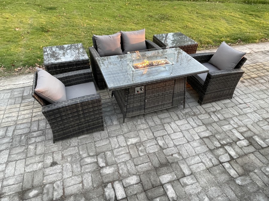 Click to view product details and reviews for Fimous Outdoor Rattan Sofa Set Garden Furniture Gas Firepit Dining Table Heater With 2 Side Tables Dark Grey Mixed. Click to view product details and reviews for Fimous Outdoor Rattan Sofa Set Garden Furniture Gas Firepit Dining Table Heater With 2 Side Tables Dark Grey Mixed.