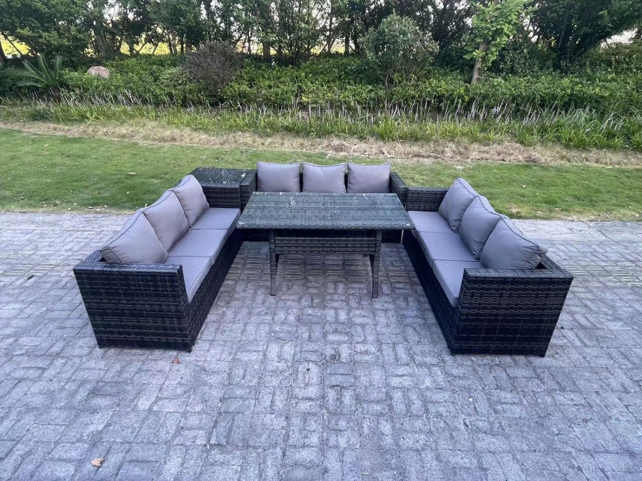 Click to view product details and reviews for Fimous Outdoor Wicker Garden Furniture Rattan Lounge Sofa Set Patio Rectangular Dining Table With Side Table 9 Seater Dark Grey Mixed. Click to view product details and reviews for Fimous Outdoor Wicker Garden Furniture Rattan Lounge Sofa Set Patio Rectangular Dining Table With Side Table 9 Seater Dark Grey Mixed.