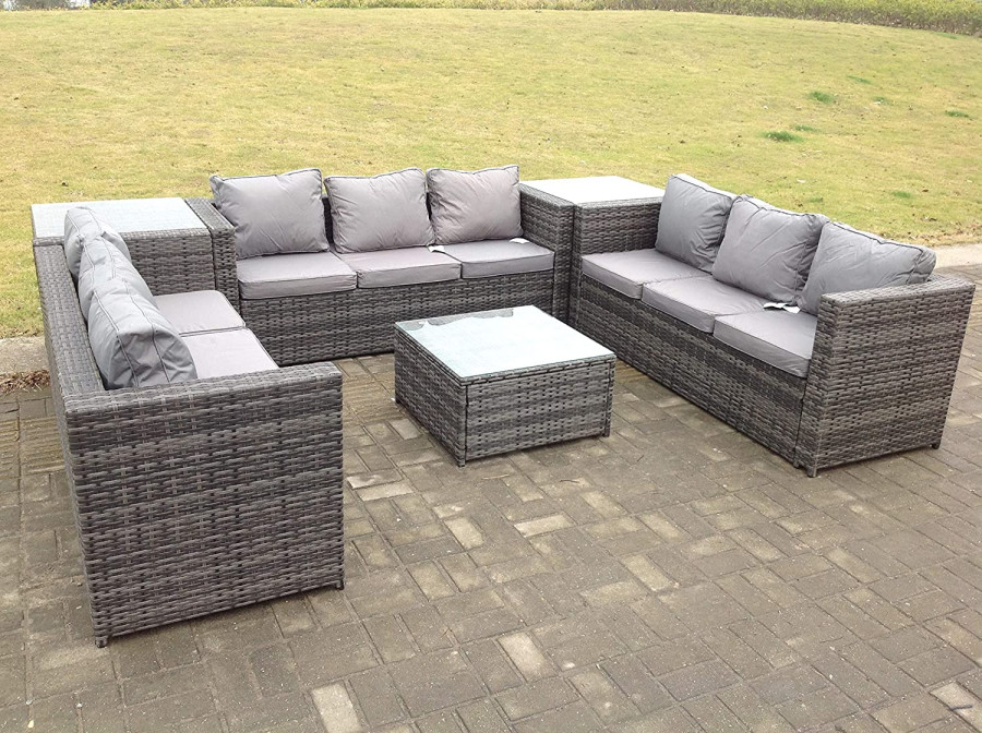 Click to view product details and reviews for Fimous Patio 9 Seater U Shape Rattan Sofa Set Patio Outdoor Garden Furniture With 3 Coffee Table Dark Grey Mixed. Click to view product details and reviews for Fimous Patio 9 Seater U Shape Rattan Sofa Set Patio Outdoor Garden Furniture With 3 Coffee Table Dark Grey Mixed.