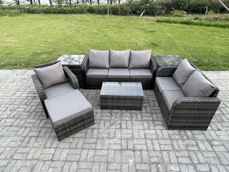 Click to view product details and reviews for Fimous Patio Garden Furniture Sets Wicker 7 Seater Outdoor Rattan Furniture Sofa Sets With Rectangular Coffee Table Reclining Chair 3 Seater Sofa 2 Si.