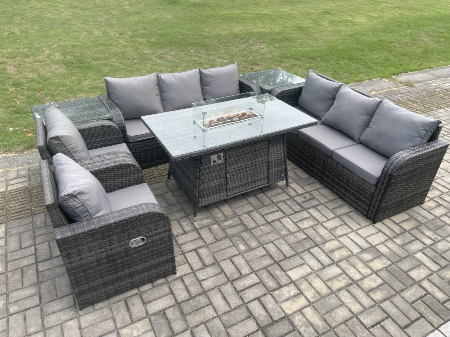 Click to view product details and reviews for Fimous Patio Rattan Garden Furniture Set With Fire Pit Table Chair And Side Table 8 Seater Outdoor Indoor Lounge Sofa Set Dark Grey Mixed. Click to view product details and reviews for Fimous Patio Rattan Garden Furniture Set With Fire Pit Table Chair And Side Table 8 Seater Outdoor Indoor Lounge Sofa Set Dark Grey Mixed.