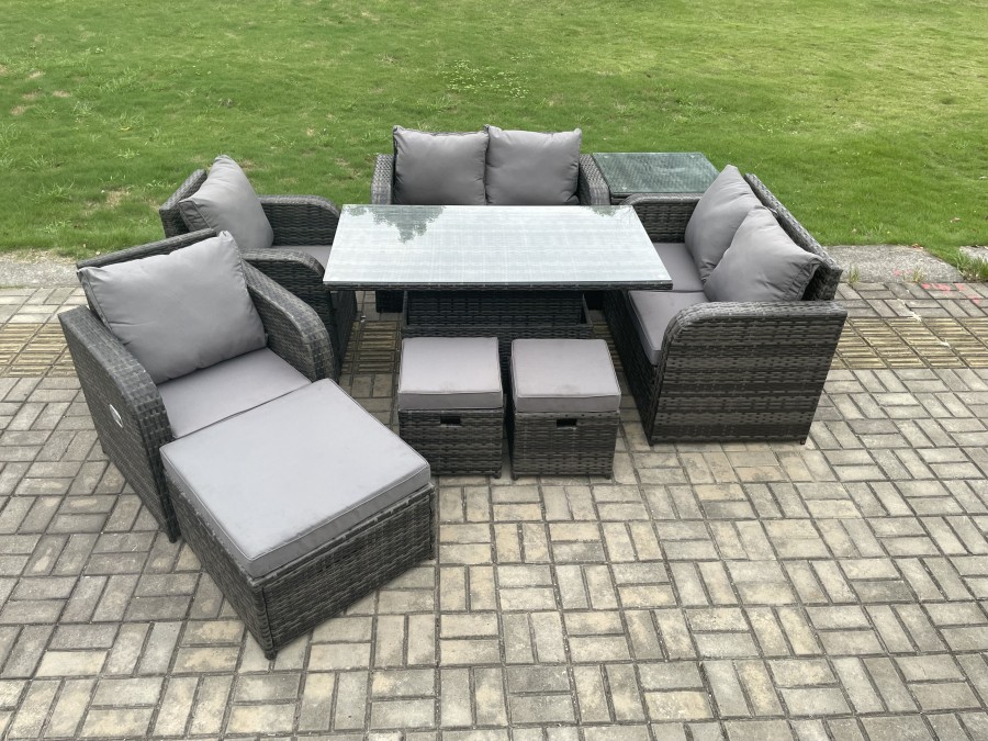 Click to view product details and reviews for Fimous Pe Rattan Garden Furniture Set Height Adjustable Rising Lifting Dining Table Chair Love Sofa With Side Table 3 Footstools. Click to view product details and reviews for Fimous Pe Rattan Garden Furniture Set Height Adjustable Rising Lifting Dining Table Chair Love Sofa With Side Table 3 Footstools.