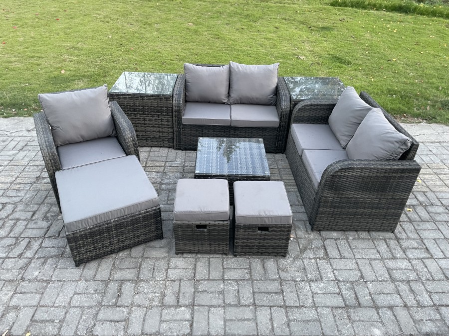 Click to view product details and reviews for Fimous Pe Rattan Garden Furniture Sets Outdoor Love Sofa Chair Set Square Coffee Table 2 Side Tables 3 Footstools. Click to view product details and reviews for Fimous Pe Rattan Garden Furniture Sets Outdoor Love Sofa Chair Set Square Coffee Table 2 Side Tables 3 Footstools.
